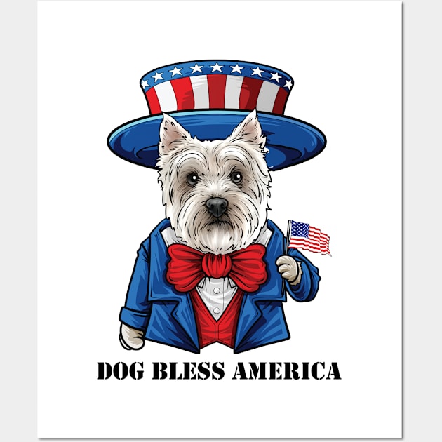 Westie Dog Bless America Wall Art by whyitsme